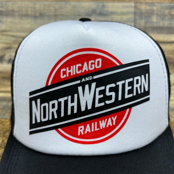 Defunct Chicago Northwestern Railroad Mens Trucker Hat Black Snapback Old Logo - Picture 3 of 8